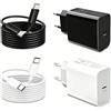 YBPowercable 2 Pack 45 W Caricatore USB C e cavo per Samsung Galaxy S24 Ultra/S23 FE/S25 Plus/S25 Ultra/S22 S21 S20/Z Fold 5 6/A56 5G A26 A36 A55 A25 A35 A54 A53 A3 A2 A2 A3 A2 3 5G/Z. Filp, Note 20 Presa USBC