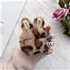 Semice Fluffy Fur TPU Shockproof Faux Pelliccia Carino Peloso Silicone Custodia per AirPods 3rd Generation-Modello 5#Marrone Stampa Leopardo con Coniglio Orecchie