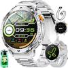 SUNKTA GPS 1400mAh Smartwatch Uomo, Altimetro, Bussola, Chiamate Bluetooth, Schermo HD 1,7, Torcia LED, 120+ Modalità Sportive, Orologio Intelligente Uomo, Frequenza Cardiaca, SpO2, Android/iOS,Argento