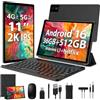 WOREGOO 11 Pollici Tablet Android 16, 4G LTE e 5G WiFi, Octa-Core, 36GB RAM+512GB ROM (1TB TF), Widevine L1, 2K 1920x1200 FHD Display, GMS/GPS/8+13MP/Batteria 8000mAh con Tastiera+Mouse(Nero)