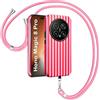 MIHUTU Cover per Honor Magic 8 Pro con Cordino, Hard PC + TPU Dual Layer Ibrida Aesthetic Stripes Striped Motivo Disegno Custodia per Donne e Ragazze, Rosa