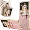 Ysnzaq Cover con disegno floreale per Razr 70 Ultra /60 Ultra-HY Oro Rosa | Pelle PU Flip Case, Supporto ad Anello, cover per donna, Custodia Sottile Antiurto per Motorola Razr 70 Ultra /60 Ultra.