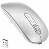 cimetech Mouse Bluetooth wireless (BT 5.1 + 2.4 GHz)-Mouse ricaricabile, silenzioso e sottile, compatibile con MacBook Pro/Air, Mac, iPad, laptop, desktop, Mac e PC, argento