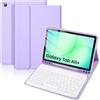 SXNIWBAI Custodia con tastiera per Samsung Galaxy Tab A11+ Plus e A9+ Plus 11 | Tastiera Bluetooth wireless rimovibile con Samsung Galaxy Tab A11+/A9+, custodia protettiva con portapenne, viola e bianco