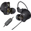 keephifi CCZ DC02 Cuffie IEM Gaming con Microfono,Doppio Circuito Magnetico DD In Ear Monitor,Copertura In Metallo Satinato,Diaframma Composito In PU+PET Auricolari per Cantanti,Musicisti