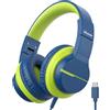 iClever Cuffie USB C per bambini, over-ear per ragazzi e ragazze, volume sicuro 85dBA, cuffie pieghevoli per bambini con cavo, per iPad, HS19S