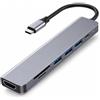 Ihteyuo Hub USB C, Adattatore USB C Multiporta 7 in 1, Adattatore Multiporta USB-C, con HDMI 4K 30Hz, PD 87W, USB 3.0, USB 2.0, Lettore SD TF, Dock Station, Compatibile con MacBook, iPad, iPhone 15