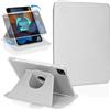 Koze Custodia Rotante per iPad Pro 11 pollici 2022/2021/2020/2018 (4a/3a/2a/1a generazione) con portapenne, Cover Girevole a 360 Gradi Supporto Retro in Acrilico Trasparente Antiurto, Grigio Chiaro
