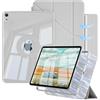 KVTVOU Custodia per iPad 11a (A16)/10a generazione (2025/2022), grigio | Portapenne, supporto pieghevole a Y, formato verticale/orizzontale, pannello posteriore magnetico rimovibile e trasparente