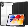 CAUHENYEE Custodia per Xiaomi Redmi Pad 2 Pro 12.1 Cover, [Tripla Protezione] Antiurto, Chiusura Magnetica, Retro Trasparente - Custodia con Funzione Sleep e Supporto Pieghevole - Nero