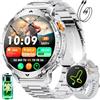 HIRREO GPS Smartwatch Uomo 1400 mAh Grande Batteria con Funzione Telefono, Monitor Frequenza Cardiaca/Sonno/Bussola/Barometro, Torcia LED, 120+ Modalità Sport,1.7″ HD Tracker Attività,Argento