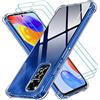 iVoler Cover per Xiaomi Redmi Note 12 Pro 4G / Redmi Note 11 Pro 4G / 5G / Note 11E Pro 5G, Antiurto Custodia con Paraurti in TPU Morbido e 3 Pezzi Vetro Temperato, Sottile Trasparente Silicone Case