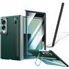 BaiFu Custodia per Galaxy Z Fold 8 con penna, portapenne integrato, cover per Samsung Galaxy Z Fold8 con pellicola protettiva + Pen + supporto regolabile nascosto-Verde