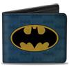Buckle-Down Portafoglio bifold unisex per adulti, Batman bipiegato, blu invecchiato, nero/giallo, 10,2 x 8,9 cm