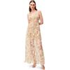 Dress The Population Abito Lungo Floreale Senza Maniche con Abito Profondo Impreziosito Vestito Donna