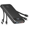 Charmast Power Bank, Powerbank da 22,5 W, 20.000 mAh, con 4 cavi e 6 uscite | Funzione di ricarica rapida PD3.0, batteria esterna USB C, display LED, compatibile con iPhone 17 Pro Max Samsung S24 Xiaomi