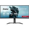 iiyama G-MASTER Red Eagle GCB3484WQSU-B2 Curved UWQHD VA Gaming-Monitor | 86 cm (34), 200 Hz, 0,6 ms, 1500R, HDMI, DP, USB 3.2, USB-C, HDR400, speaker, FreeSync Premium, reg. altezza, nero