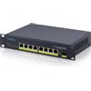 DIGITUS Switch di rete PoE+ - 10 pollici 1U - 2,5 Gbit/s - 8 porte RJ45 | 1 uplink SFP+ da 10 Gbit/s - Budget PoE da 80 W - Non gestito - Per armadi di rete da 10 pollici (254 mm) - Nero