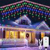 GlobaLink Tenda Luminosa Esterno Batteria Ricaricabile 10M 400LED Colore | IP44 Impermeabile, Luci Natale Esterno Luci Cascata 8 Modalità Luce per Natale, Gronda, Patio, Giardino, Matrimonio