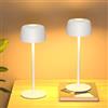 TRUMPETS Lampada da Tavolo Senza Fili Metallo, H:25cm Lampada da Comodino Ricaricabile USB-C, 3 Temperature Colore, Lampada da Scrivania IP54 Impermeabile per Ristorante, Camera da Letto，Bianco：2 pz.