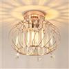 ANWIO Lampadario Cristallo Moderno E27, Plafoniera Camera da Letto Oro 1 Luce, Lampadario Soggiorno in Vetro, Plafoniera da Soffitto in Cristallo per Cucina, 28 CM (Senza Lampadine) Kitchen