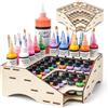 HOLDLEAF Organizer per bottiglie di colore in legno per colori da tavolo e modellismo, angolo di 90° con 55 fori (Ø 65/36/26/9 mm), organizer per colori con Vallejo, Army Painter, AK (modulo A)