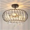 ANWIO Lampada da Soffitto Cristallo Nero, Plafoniera in Cristallo Soggiorno E14 con 3 Luci, Lampadari Moderno in Vetro, Plafoniera Nero da Soffitto Per Camere da Letto,40 CM (Senza Lampadine) Kitchen