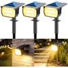 LOTMOS 3Pcs Faretti Solari 72 LED da Esterno, Luce da Giardino, 3 Modalità, IP67 Impermeabile, per Cortile, Patio, Vialetto, Alberi