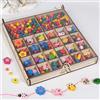 ARTREE Perline di legno da infilare, 440 unità, perline colorate per lavori manuali, set di perline di legno per bambini, fiori, farfalle e animali con foro per bracciali, set di corde, collane