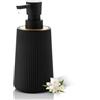 Gigmeta Dispenser Sapone Bagno Nero, Dispenser di Sapone Moderno, 8.5 OZ Dosatore Sapone Cucina - Stile Teak Rotondo