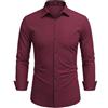 COOFANDY Camicia da uomo a maniche lunghe, elasticizzata, vestibilità regolare, tinta unita, facile da stirare, per il lavoro e il tempo libero