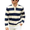 Generisch Maglia da rugby da uomo classica a maniche lunghe, vintage, a righe, a maniche lunghe, oversize, a maniche lunghe, vestibilità normale, felpa con blocco colorato