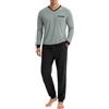 Ekouaer Set Pigiama Lungo da Uomo a Maniche Lunghe S-3XL | Completo pigiama morbido e leggero, dotato di pratiche tasche e vita elasticizzata