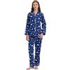 Amaxer Pigiama Donna Caldo in Flanella 2 Pezzi Loungewear Set 100% Cotone Autunno e Inverno Set Pigiama Manica Lunga