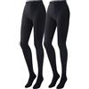 Palleon Confezione da 2 collant da donna in cotone, opachi, colore nero