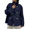 Duohropke Giacca corta di lana da donna, cappotto con colletto alto, trench con cintura, maniche a pipistrello, poncho, mantello, elegante giacca invernale cropped cappotto classico con pavone