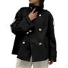 Duohropke Giacca corta di lana da donna, cappotto con colletto alto, trench con cintura, maniche a pipistrello, poncho, mantello, elegante giacca invernale cropped cappotto classico con pavone