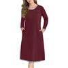 Sopesil Camicia da Notte Donna Lunga Manica Pigiama S-3XL | Bottoni Premaman Maniche Lunghe Bottoni Allentati Vestaglia Notte Elegante in Morbido con Fiocco Vestibilità Ampia
