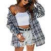 Zontroldy Camicia da Donna Oversize in Flanella Scozzese con Bottoni