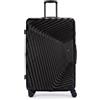 EZZYROL Valigia rigida in ABS leggera a 4 ruote con serratura a combinazione TSA, cabina media, grande, XXL, trolley da viaggio rigido e set, Nero , Medium 26, Valigia