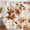 ASDCXZ Marrone Floreale Tenda da Doccia 180x200 cm, Acquerello Astratto Fiori Foglie Primavera Estate Piante Impermeabile Tenda da Bagno Poliestere Tessuto Lavabile Tende Doccia per Vasca con 12 Ganci