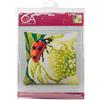 Collection d'Art-40 x 40 cm, Motivo: Coccinella, Kit per Cuscino a Punto e Croce