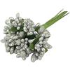 LIJUCAI 12 pz Stame Artificiale Zucchero Fiore Fatto A Mano Decorazione di Cerimonia Nuziale Pistillo FAI DA TE Ghirlanda Ricamo Confezione Regalo Scrapbooking Fiore Finto, Argento