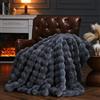 Ybike Coperta in pelliccia sintetica di coniglio, coperta a bolle pelosa morbida e soffice, coperta decorativa reversibile di lusso calda per letto, divano 150x130cm (Grigio)