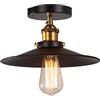 ChaoZan Vintage Ombrello Plafoniera da soffitto Paralume Retro Industriale Metal Dome Soffitto Light lampadario Lampada a Sospensione Corridoio sala da pranzo bar cucina Casa Illuminazione E27 (Nero)