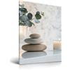 HesenDot 30 x 40 cm rilassante pietre zen candele spa bagno Wall Art | Cornice in tela avvolta in legno, poster estetico calmante, decorazione da parete minimalista per sala yoga, camera da letto
