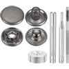 QUARKZMAN 24Set Bottoni Automatici a Pressione in Pelle, 12.5mm Dia 2.76 Lungo in Ottone con 4 Strumenti Installazione Inclusi Metallo da Cucire per Borse Cappotti Barche Tela, Nero Pistola