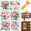 PRESSINART 3 Fogli 3 Stili Trasferimenti Vintage Fiore per Mobili Adesivi Trasferibili Floreali per Mobili in PVC Impermeabili Decorativi Adesivi Autoadesivi per Armadietto Comò Fai da Te Artigia