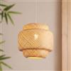 Schindora Lampadario Soggiorno 30Cm,Tessuto A Mano Bamboo Lampadario Camera Da Letto Boho E27 Vintage Cucina Lampadari Per Salotto Cameretta