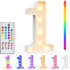 Ledido Numeri luminosi a LED con 35 colori cangianti, per decorazione di compleanno, regali di compleanno, luci a LED per anniversario di matrimonio, laurea, casa, camera da letto, feste, numero 1